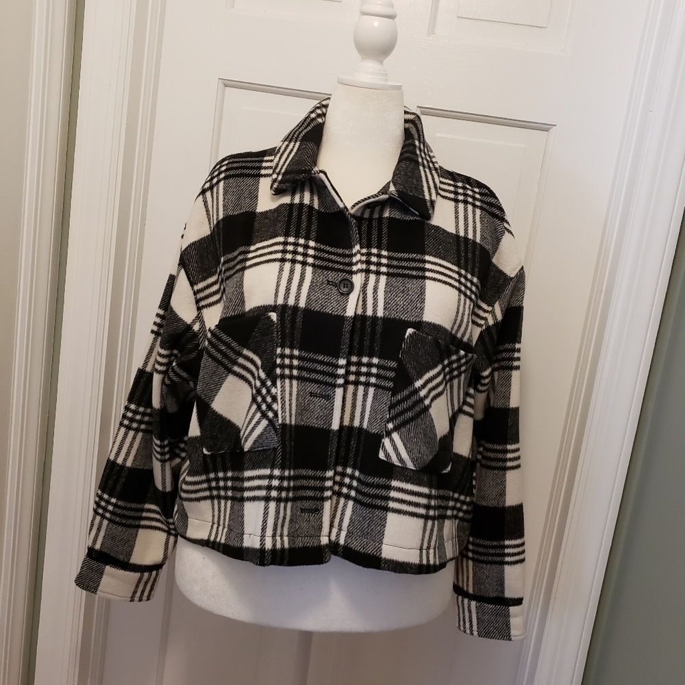 NWT For The Republic Black & White Flannel Feel Jacket Size XL, Ret. $78, Casual